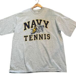 US Naval Academy Navy Tennis NWT Made in USA Size XXL Gray Short Sleeve T-Shirt